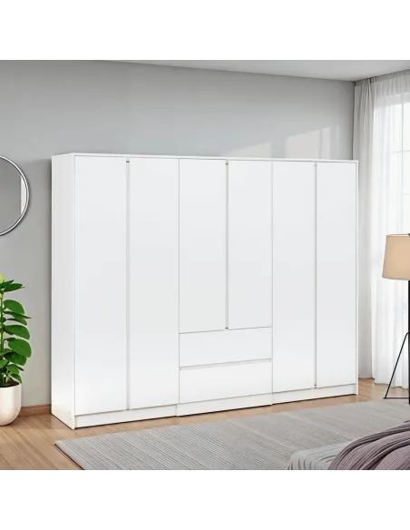 Malvern 6 Door 2 Drawer Wardrobe - White