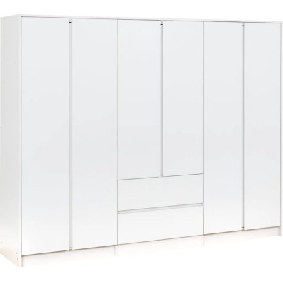Malvern 6 Door 2 Drawer Wardrobe - White