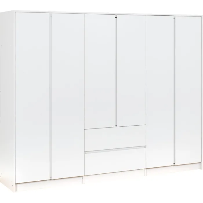 Malvern 6 Door 2 Drawer Wardrobe - White