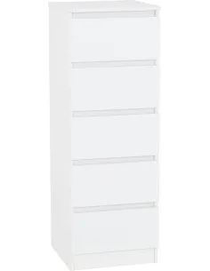 Malvern 5 Drawer Narrow Chest - White 2