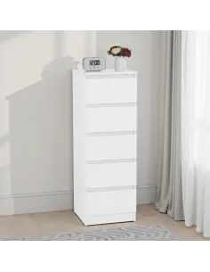 Malvern 5 Drawer Narrow Chest - White