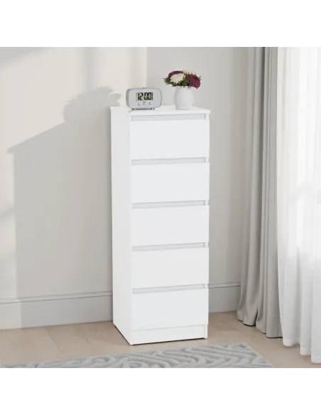 Malvern 5 Drawer Narrow Chest - White