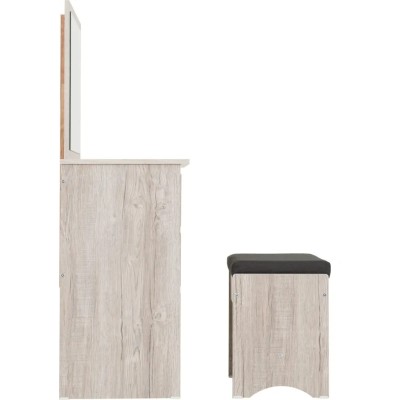 Malvern 3 Drawer Dressing Table Set - Urban Snow/Steel Fabric