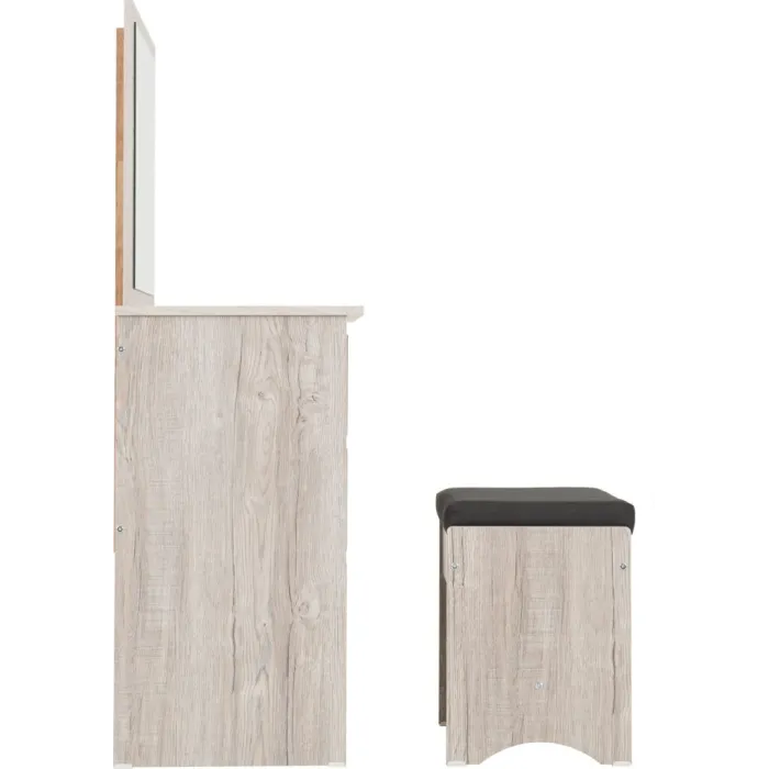 Malvern 3 Drawer Dressing Table Set - Urban Snow/Steel Fabric