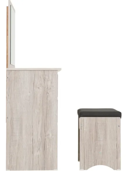 Malvern 3 Drawer Dressing Table Set - Urban Snow/Steel Fabric