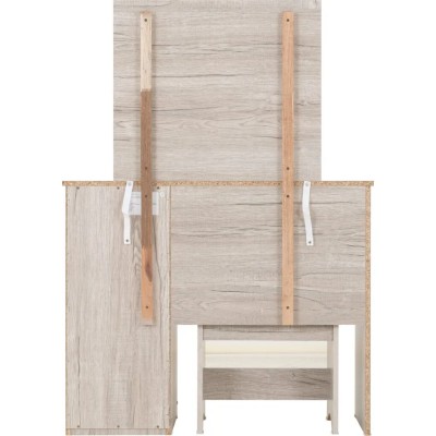Malvern 3 Drawer Dressing Table Set - Urban Snow/Steel Fabric
