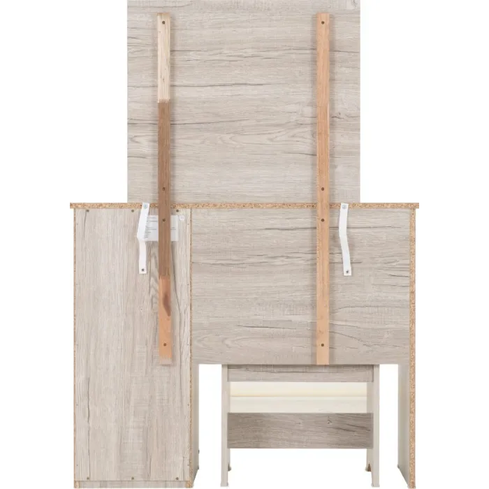 Malvern 3 Drawer Dressing Table Set - Urban Snow/Steel Fabric
