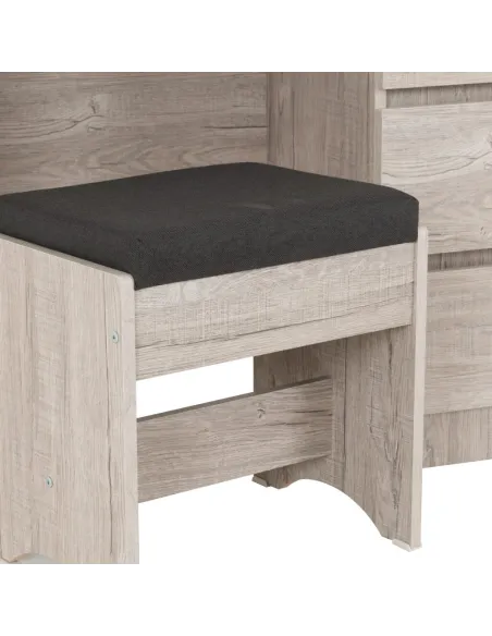 Malvern 3 Drawer Dressing Table Set - Urban Snow/Steel Fabric
