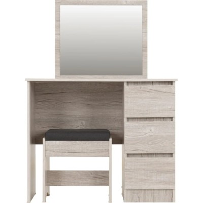Malvern 3 Drawer Dressing Table Set - Urban Snow/Steel Fabric