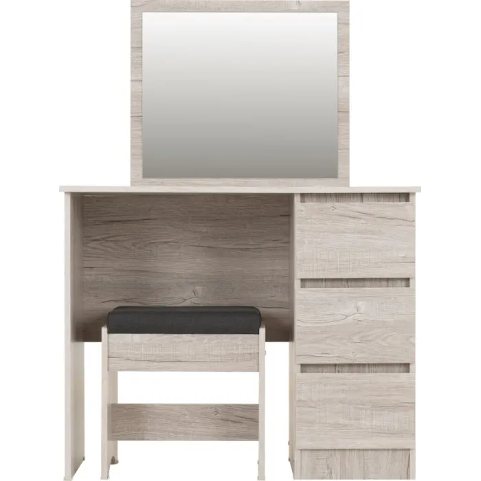 Malvern 3 Drawer Dressing Table Set - Urban Snow/Steel Fabric