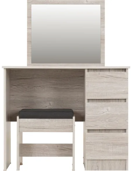 Malvern 3 Drawer Dressing Table Set - Urban Snow/Steel Fabric