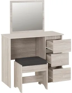 Malvern 3 Drawer Dressing Table Set - Urban Snow/Steel Fabric 2