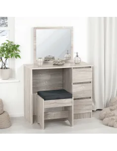 Malvern 3 Drawer Dressing Table Set - Urban Snow/Steel Fabric