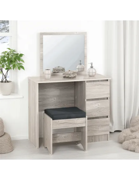 Malvern 3 Drawer Dressing Table Set - Urban Snow/Steel Fabric