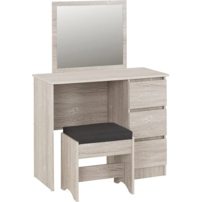 Malvern 3 Drawer Dressing Table Set - Urban Snow/Steel Fabric