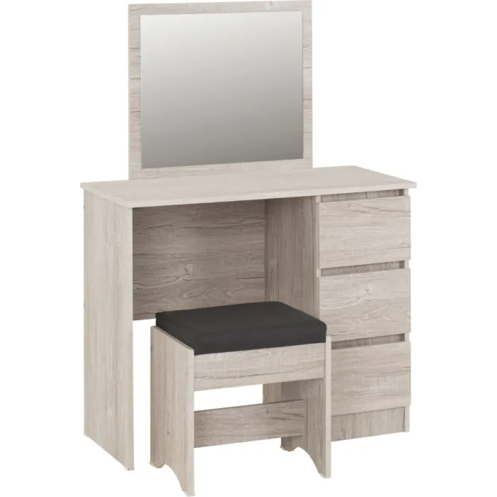 Malvern 3 Drawer Dressing Table Set - Urban Snow/Steel Fabric