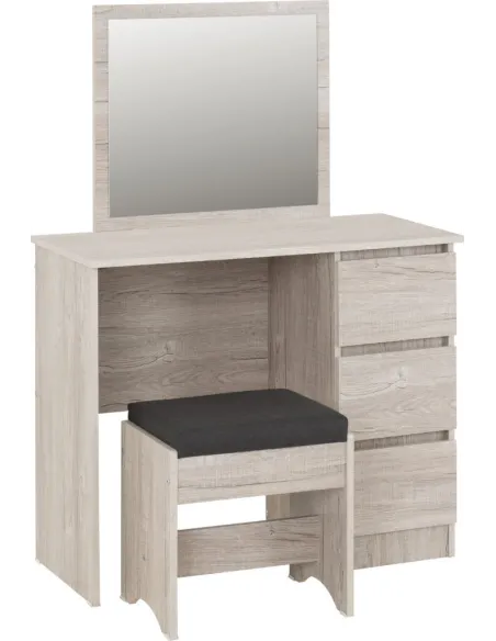 Malvern 3 Drawer Dressing Table Set - Urban Snow/Steel Fabric