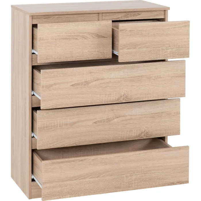 Malvern 3+2 Drawer Chest - Sonoma Oak Effect