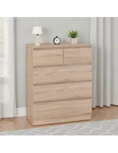 Malvern 3+2 Drawer Chest - Sonoma Oak Effect