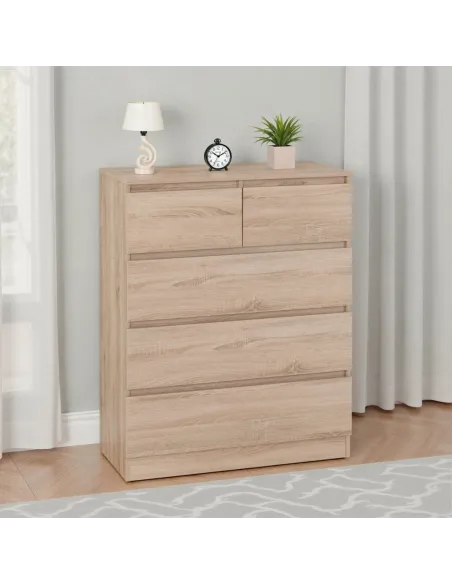 Malvern 3+2 Drawer Chest - Sonoma Oak Effect