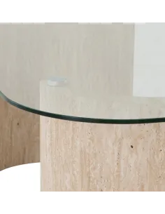 Modena Console Table - Clear Glass/Cream Marble Effect 2