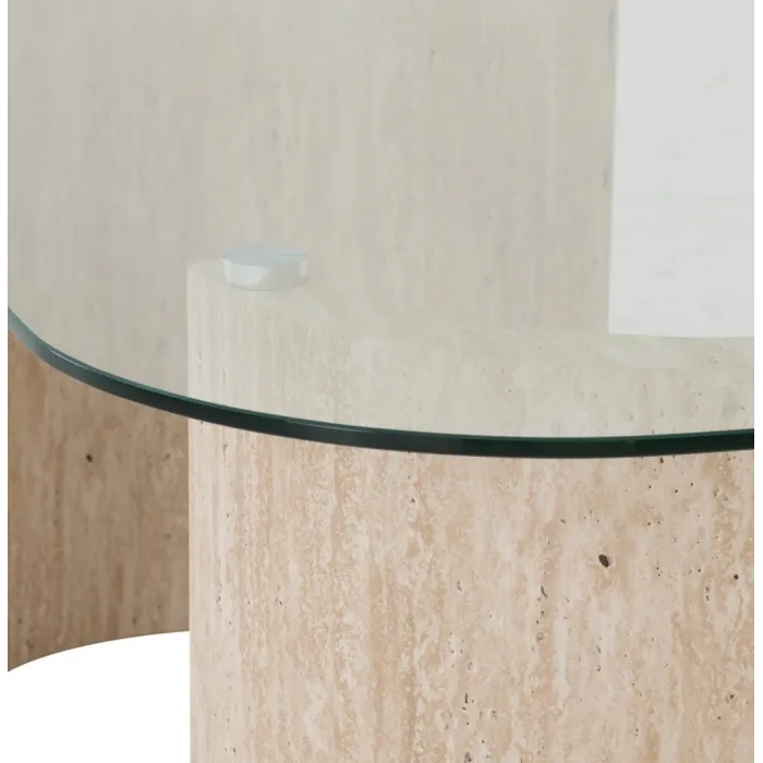 Modena Console Table - Clear Glass/Cream Marble Effect