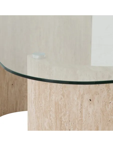 Modena Console Table - Clear Glass/Cream Marble Effect