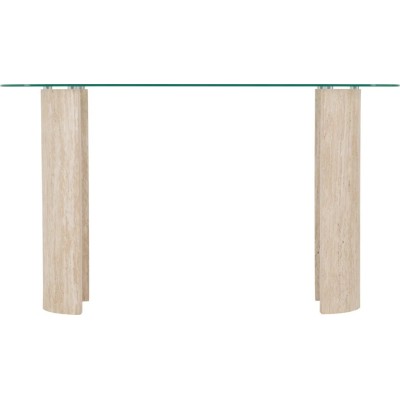 Modena Console Table - Clear Glass/Cream Marble Effect