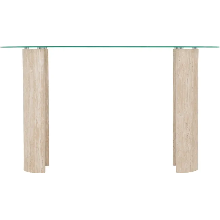 Modena Console Table - Clear Glass/Cream Marble Effect