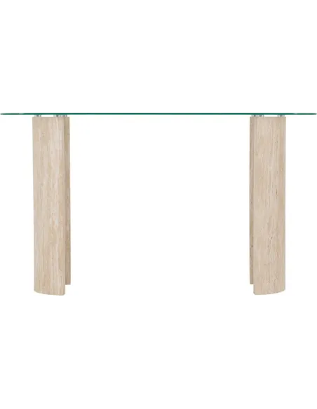 Modena Console Table - Clear Glass/Cream Marble Effect