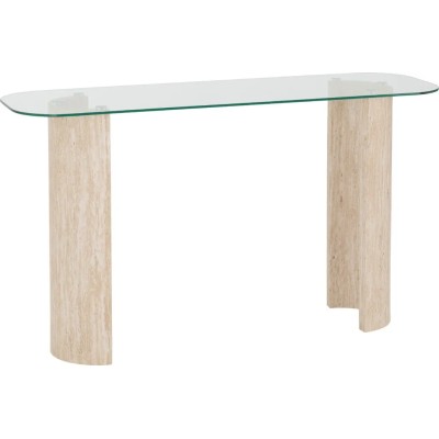 Modena Console Table - Clear Glass/Cream Marble Effect