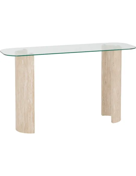 Modena Console Table - Clear Glass/Cream Marble Effect