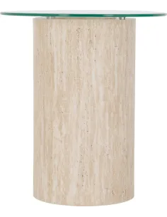 Modena Side Table - Clear Glass/Cream Marble Effect 2