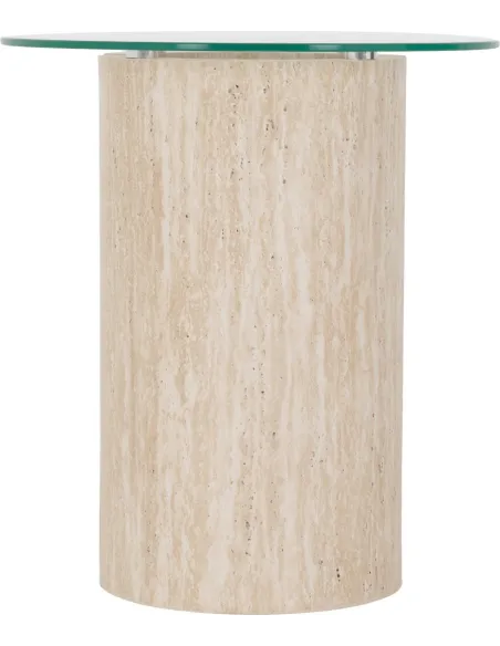 Modena Side Table - Clear Glass/Cream Marble Effect