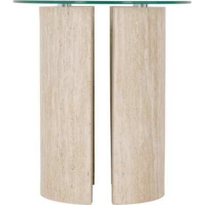 Modena Side Table - Clear Glass/Cream Marble Effect