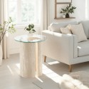 Modena Side Table - Clear Glass/Cream Marble Effect