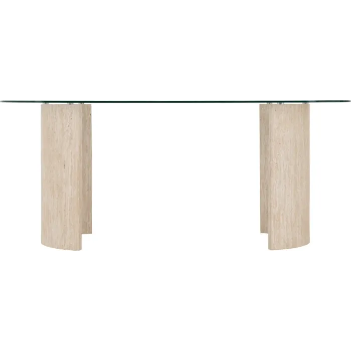 Modena Dining Table - Clear Glass/Cream Marble Effect