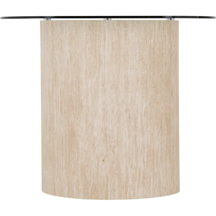 Modena Dining Table - Clear Glass/Cream Marble Effect