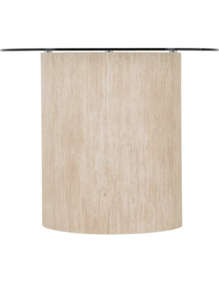 Modena Dining Table - Clear Glass/Cream Marble Effect