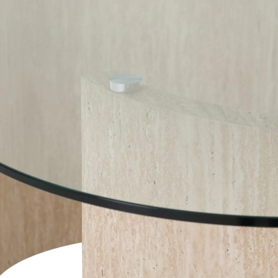 Modena Dining Table - Clear Glass/Cream Marble Effect