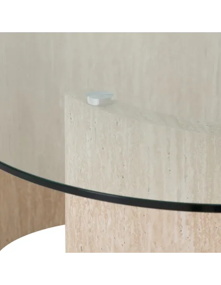 Modena Dining Table - Clear Glass/Cream Marble Effect