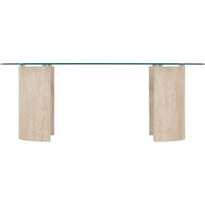 Modena Coffee Table - Clear Glass/Cream Marble Effect