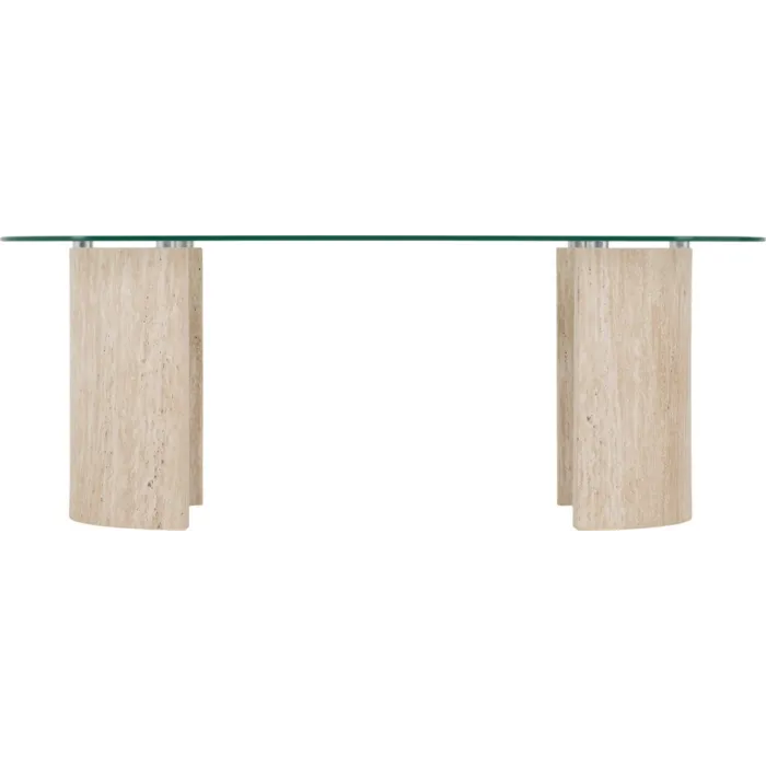 Modena Coffee Table - Clear Glass/Cream Marble Effect