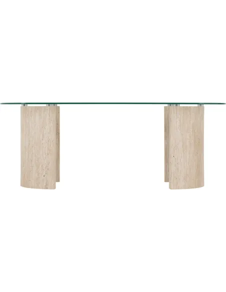 Modena Coffee Table - Clear Glass/Cream Marble Effect