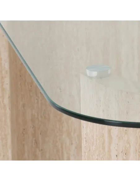 Modena Coffee Table - Clear Glass/Cream Marble Effect