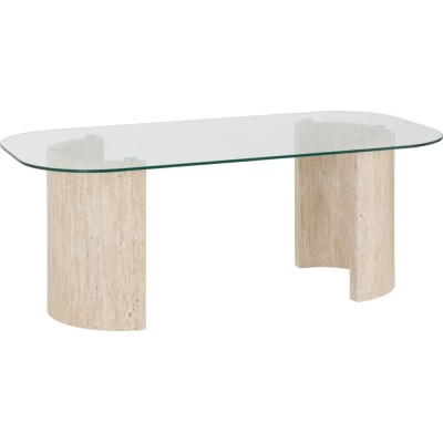 Modena Coffee Table - Clear Glass/Cream Marble Effect