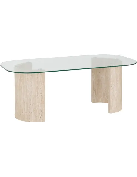 Modena Coffee Table - Clear Glass/Cream Marble Effect