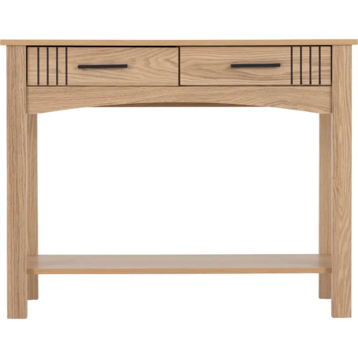 Tessa 2 Drawer Console Table - Natural Oak Effect