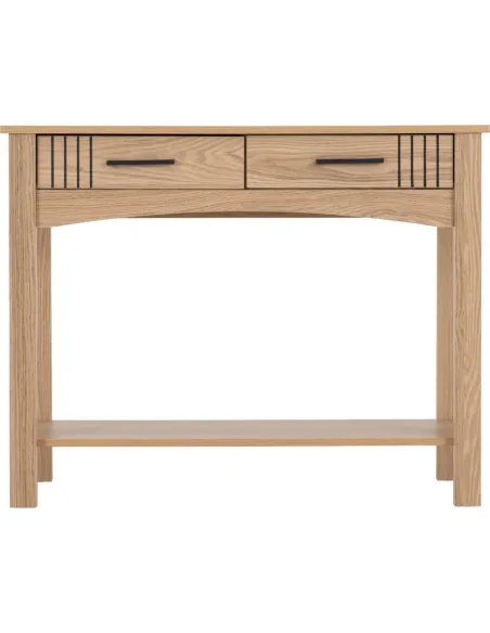 Tessa 2 Drawer Console Table - Natural Oak Effect