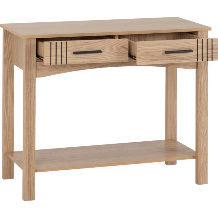 Tessa 2 Drawer Console Table - Natural Oak Effect